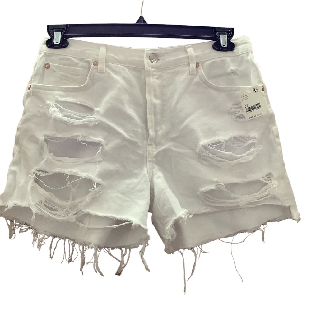 Free People We the Free Maggie Optic‎ White Distressed Shorts, sz 27 BNWT